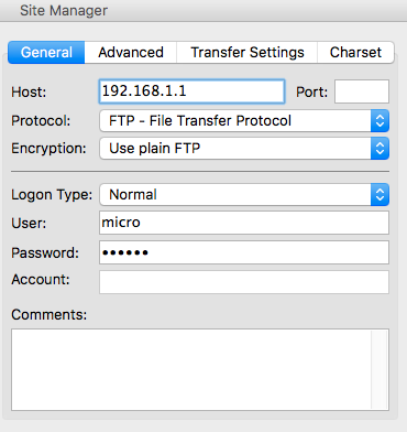 Filezilla WiPy Setup